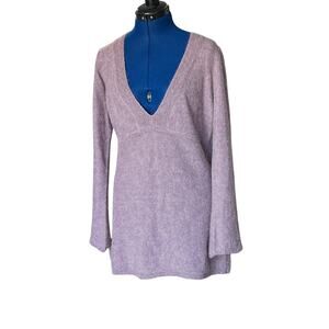 Garnet Hill Alpaca Blend V-Neck Knitted Tunic Sweater Womens Size S Empire Waist